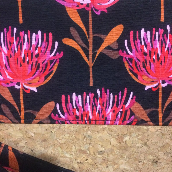 Pink Waratah and Cork Clutch - Japri