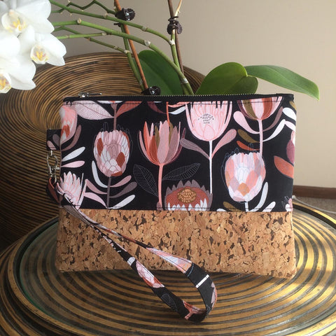 Black Protea Cork Clutch - Japri